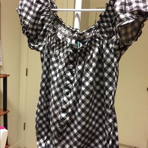 Cute plaid off shoulder style blouse